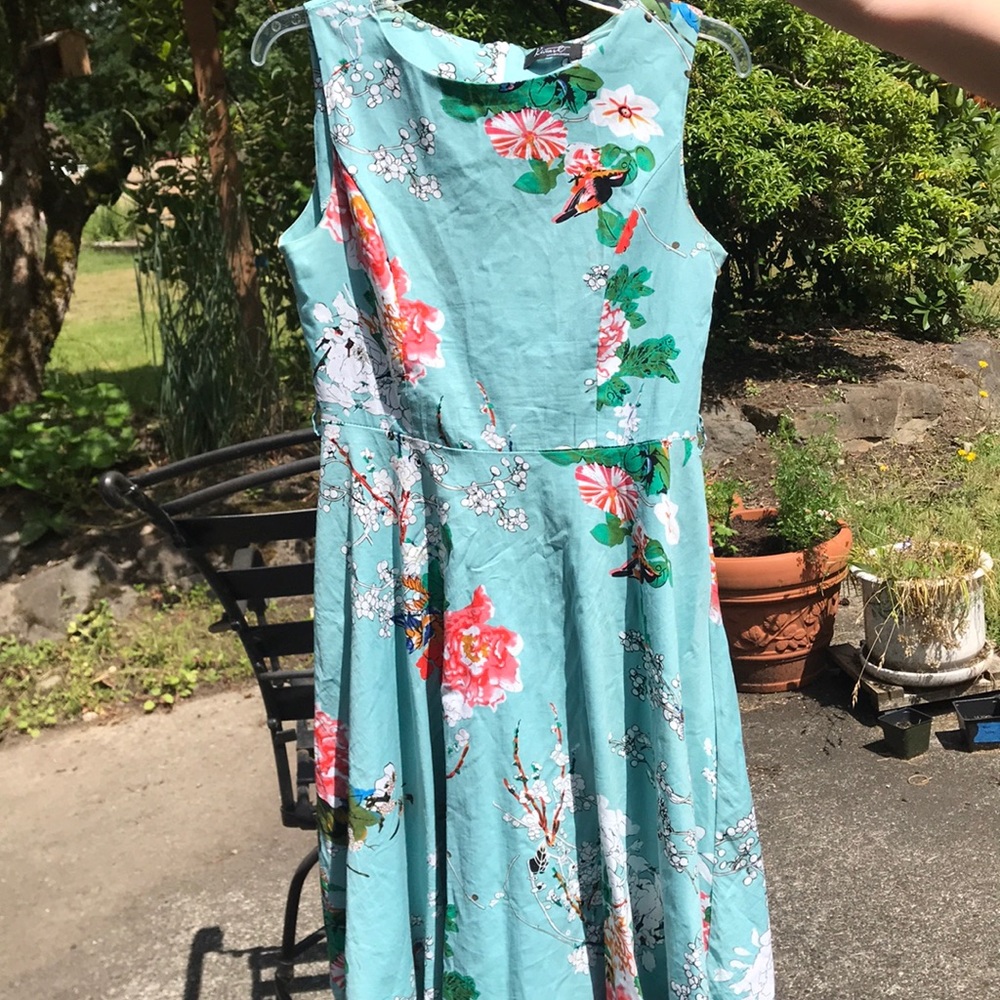 Cute teal dress with black belt